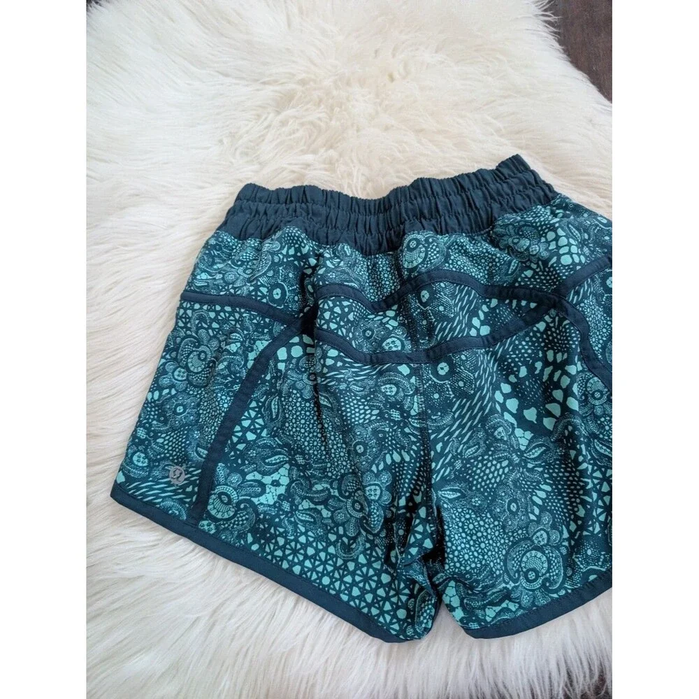 Lululemon Women’s Teal Green Tracker Running Shorts Size 4